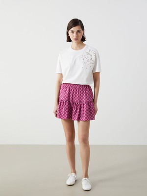 Lc Waikiki Yeni Sezon Beli Lastikli Desenli Kadın Şortlu Etek