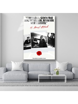 Dekorica Atatürk Cam Tablo Okul Ismlerine Özel