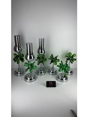 Palpe 6lı Mumluk Şamdan Dekoratif Obje Biblo Süs Eşya Salon Aksesuar Tv Sehpa Masa Konsol Ofis Salon Dekor