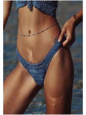 TRY Gümüş Toplu Bel Zinciri Göbek Takısı Trend Vücut Zinciri