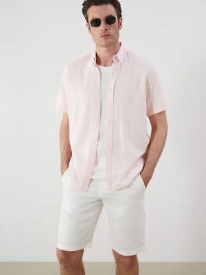 Lc Waikiki Yeni Sezon Regular Fit Kısa Kollu Keten Karışımlı Erkek Gömlek