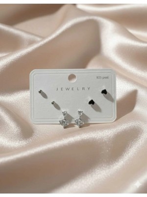 Stainless Steel Zirkon Taşlı Gümüş Renk Çelik Küpe