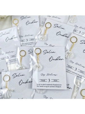 Umut Hediyecilik Inci Istiridyeli Anahtarlık – Söz Nişan Nikah Hediyeliği (12 Adet)