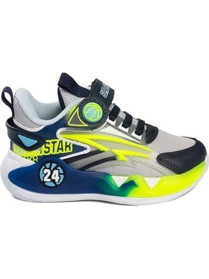 Kindep (Super) Cırtlı Çocuk Spor Ayakkabı Siyah Gri