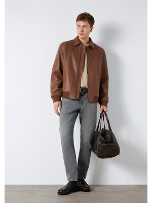 Mavi Kahverengi Suni Deri Ceket 0110775-70242