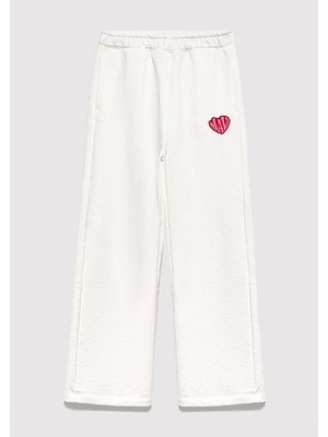 Mavi Kalp Baskılı Ekru Eşofman Altı 7010044-70057