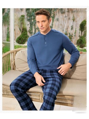 Pijamoni Erkek Düğme Yaka Uzun Kol Mevsimlik Pijama Takımı 6810/19 - 1 Adet