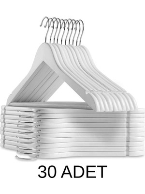 808 Studio Beyaz Ahşap Askı 30 Adet – Elbise & Gömlek Askısı