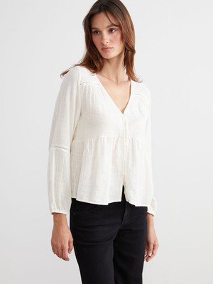 Lc Waikiki Yeni Sezon V Yaka Ajurlu Bluz