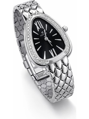 Üçgen Tasarım Taşlı Saat Marka Model Gümüş Renkli