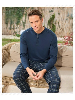 Pijamoni Erkek Düğme Yaka Uzun Kol Mevsimlik Pijama Takımı 6810/18 - 1 Adet
