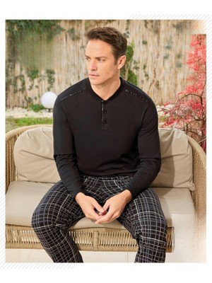 Pijamoni Erkek Düğme Yaka Uzun Kol Mevsimlik Pijama Takımı 6810/17 - 1 Adet