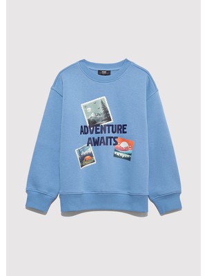 Mavi Adventure Awaits Baskılı Mavi Sweatshirt 6S10146-70724