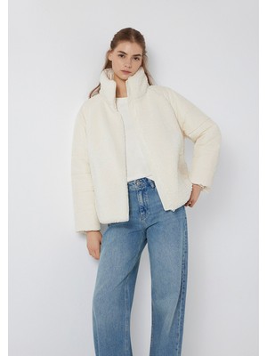 Mavi Dik Yaka Ekru Sherpa Ceket 1110818-80194