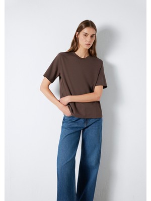 Mavi Kahverengi Basic Interlok Tişört 1613820-71603