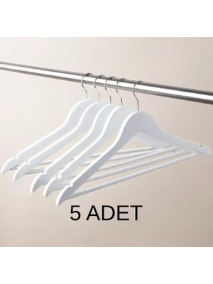 808 Studio Beyaz Ahşap Askı 5 Adet – Elbise & Gömlek Askısı