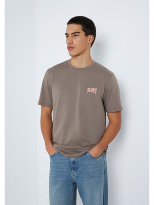 Mavi Mavi Logo Baskılı Kahverengi Tişört 0611714-87875