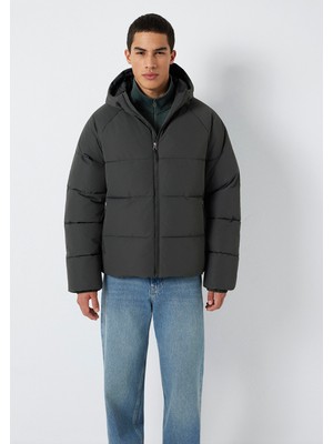 Mavi Kapüşonlu Antrasit Şişme Mont 0110756-89939