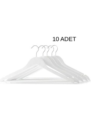 808 Studio Beyaz Ahşap Askı 10 Adet – Elbise & Gömlek Askısı