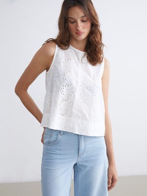 Lc Waikiki Yeni Sezon Bisiklet Yaka Ajurlu Brode Bluz