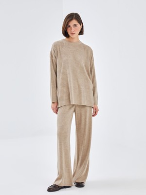 Lc Waikiki Yeni Sezon Beli Lastikli Dokulu Kadın Triko Pantolon