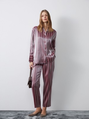 Lc Waikiki Yeni Sezon Çizgili Saten Kadın Pantolon