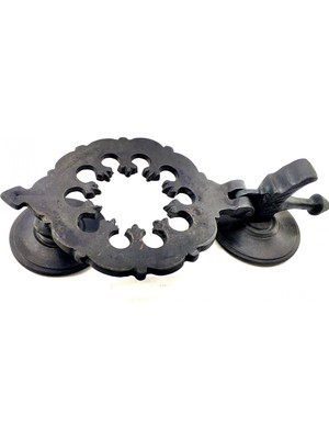Karahanbey Antika Tarz Dekoratif Pirinç Osmanlı Kapı Tokmağı, Taktak - 265X75MM, Oksit