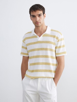 Lc Waikiki Yeni Sezon Polo Yaka Çizgili Penye Erkek Tişört