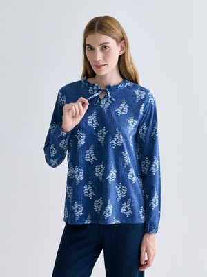 Lc Waikiki Yeni Sezon Bağlamalı Yaka Çiçekli Bluz