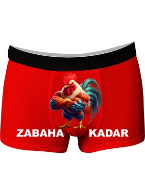 Onudabunuda Baskılı Erkek Boxer Zabaha Kadar Desenli Komik Eğlenceli Pamuklu Rahat Kesim Kırmızı Siyah