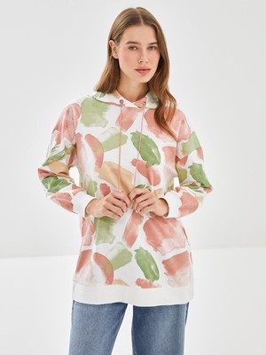 Lc Waikiki Yeni Sezon Kapüşonlu Desenli Kadın Sweatshirt Tunik