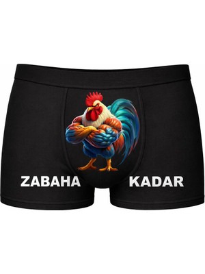 Onudabunuda Baskılı Erkek Boxer Zabaha Kadar Desenli Komik Eğlenceli Pamuklu Rahat Kesim Kırmızı Siyah