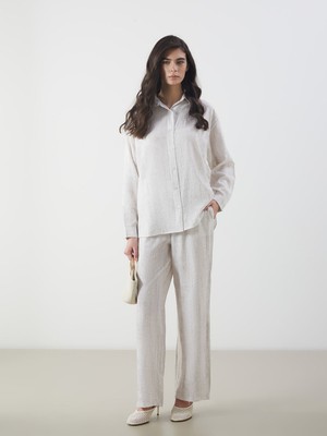 Lc Waikiki Yeni Sezon Beli Lastikli Keten Görünümlü Kadın Pantolon