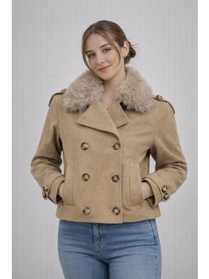 Modaplaza Kadın Kaşe Yaka Kürklü Mont 60560