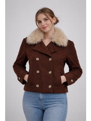 Modaplaza Kadın Kaşe Yaka Kürklü Mont 60560