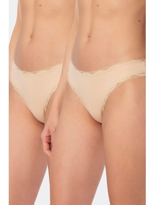 Kom Türen Kadın Likralı Ribana Dantelli String 2'li Paket 927/TEN