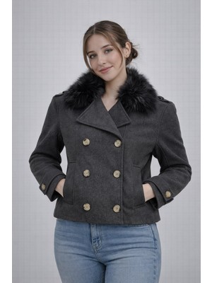 Modaplaza Kadın Kaşe Yaka Kürklü Mont 60560