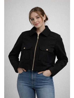 Modaplaza Kadın Fermuarlı Kısa Kaşe Mont 60553