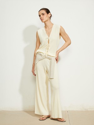 Lc Waikiki Yeni Sezon Beli Lastikli Dokulu Kadın Triko Pantolon