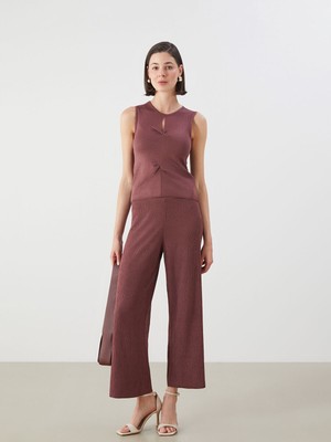 Lc Waikiki Yeni Sezon Beli Lastikli Dokulu Kadın Triko Pantolon