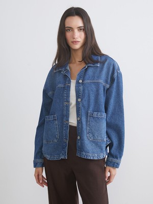 Lc Waikiki Yeni Sezon Oversize Kadın Jean Gömlek