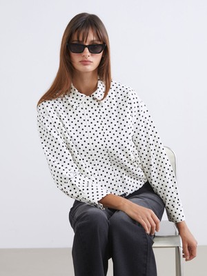 Lc Waikiki Yeni Sezon Gömlek Yaka Puantiyeli Oversize Kadın Ceket