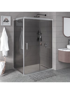 Kupon Duş ve Banyo Sistemleri Vesta D201 Dikdörtgen Duşakabin Parlak Profil Füme Cam H: 190 cm