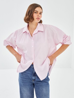 Lc Waikiki Yeni Sezon Çizgili Oversize Kadın Gömlek