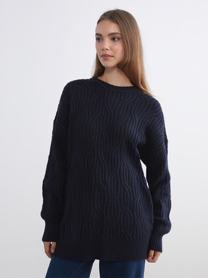 Lc Waikiki Yeni Sezon Bisiklet Yaka Kendinden Desenli Kadın Triko Kazak