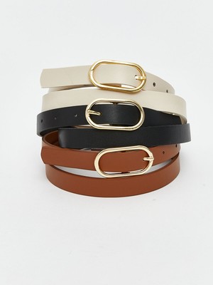 Lc Waikiki Yeni Sezon Deri Görünümlü Kadın Kemer 3'lü