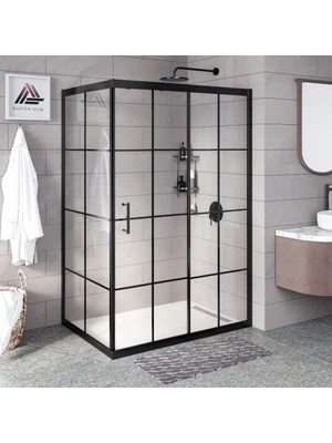 Kupon Duş ve Banyo Sistemleri Vesta D201 Dikdörtgen Duşakabin Siyah Profil Karolaj Cam H: 190 cm