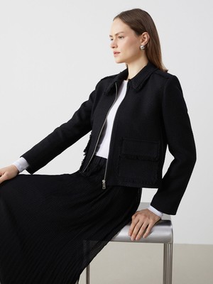 Lc Waikiki Yeni Sezon Gömlek Yaka Crop Kadın Tüvit Ceket