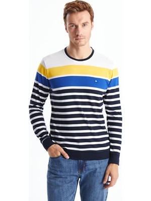 Lc Waikiki Yeni Sezon Bisiklet Yaka Uzun Kollu Çizgili Erkek Triko Kazak