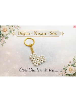 Crystal Atelier İnci Kalp Anahtarlık 15 Adet - Bride To Be Bekarlığa Veda, Kına Gecesi ve Parti Hediyeliği